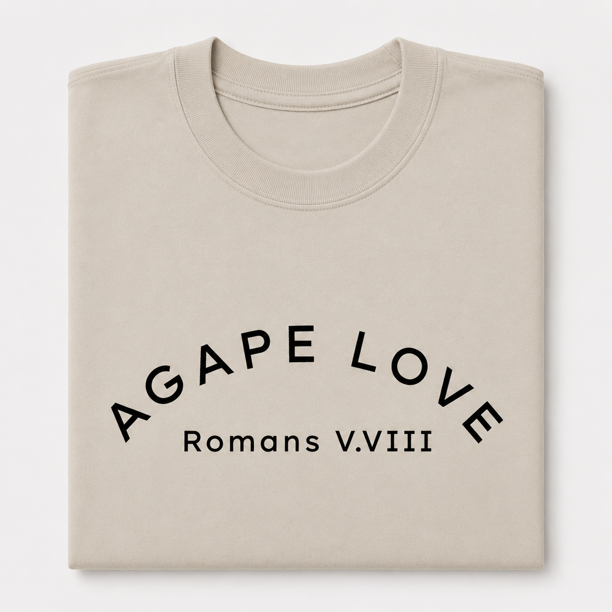 Agape Love Romans 5:8 Curved Design Tee
